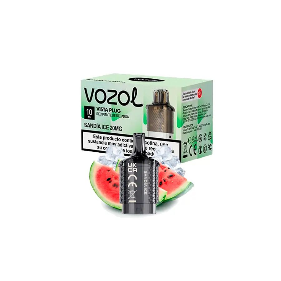 Blanco-recarga-Vozol-sandia-ICE-1.webp Recarga Cabezal Vozol Vista Plug (2 ml + 10 ml) 10000 puf - Sandia ICE - Imagen 1