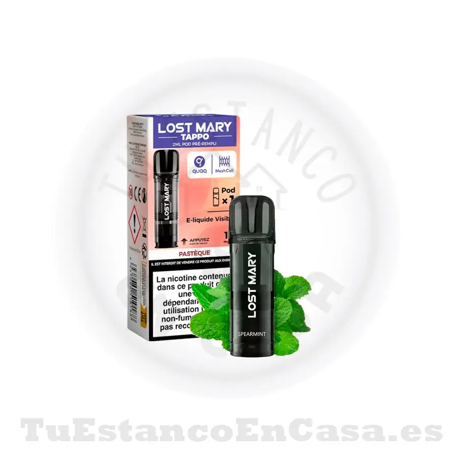 Recarga-Lost-mary-Nano-AIr-hierbabuena.webp Recarga Cabezal Lost Mary Pro 1000 puf - Spearmint - Imagen 1