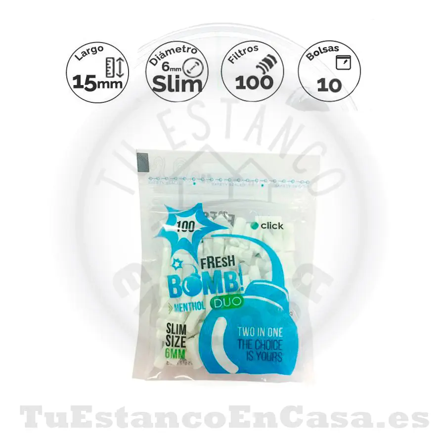 filtros-fresh-bomb-slim-menthol-click-6-mm-100-und.webp Filtros Fresh Bomb Slim Menthol Click 6 mm 100 und. - Imagen 1