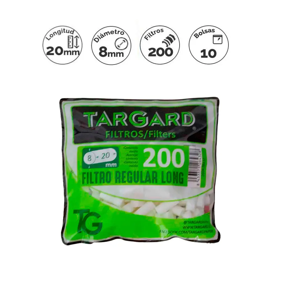 filtros-targard-regular-extra-largo-8-mm-200-und.webp Filtros Targard Regular Extra Largo 8 mm 200 und. - Imagen 1